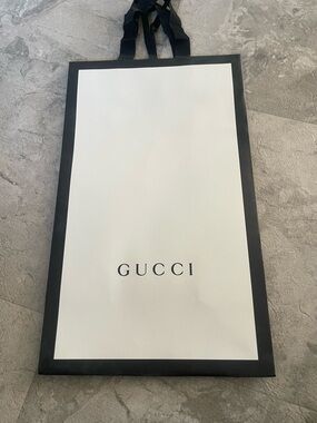 Gucci Black & White Logo Shopping Bag